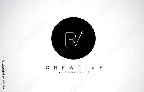 RV R V Logo Design with Black and White Creative Text Letter Vector.