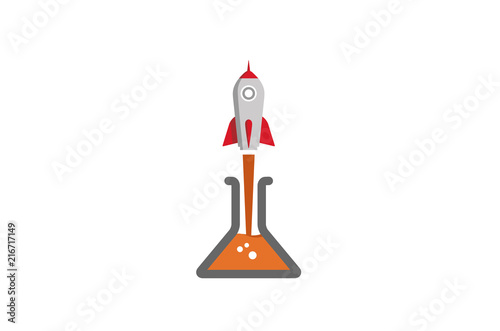 Creative Gray Rocket Lab Beaker Logo Design Illustration