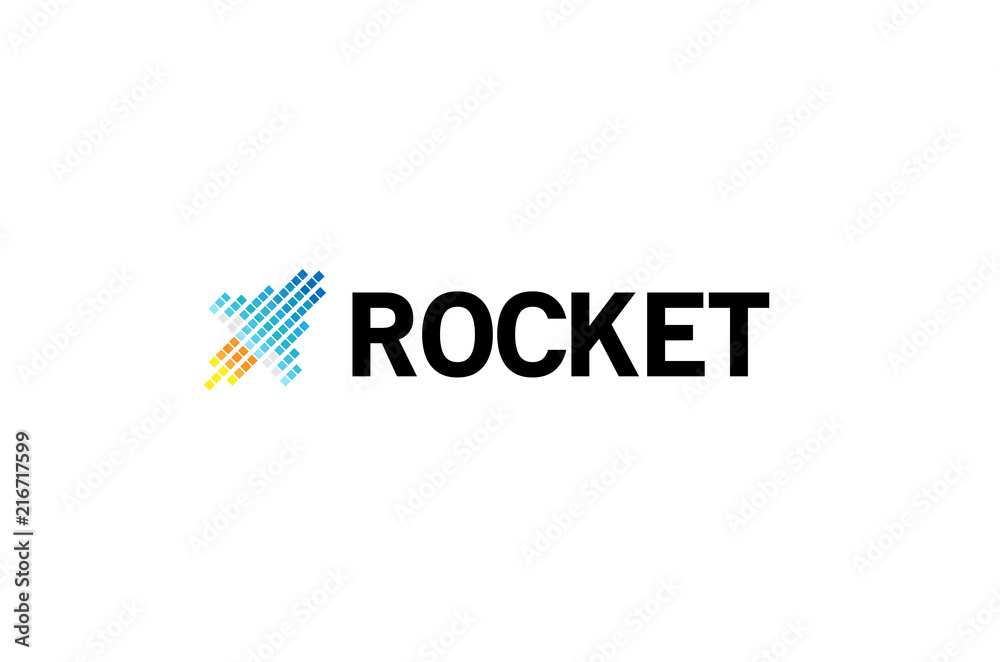 Pixel Rocket Launch Logo Design Illustration Pixel Rocket Launch Logo Design Illustration