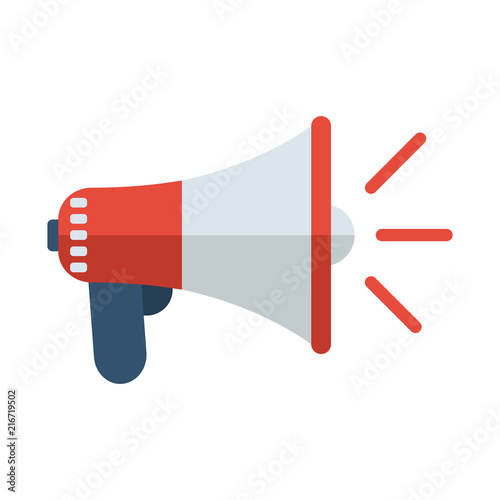 Megaphone icon isolated on white background. Vector illustration flat design. Element for web and mobile applications. photo