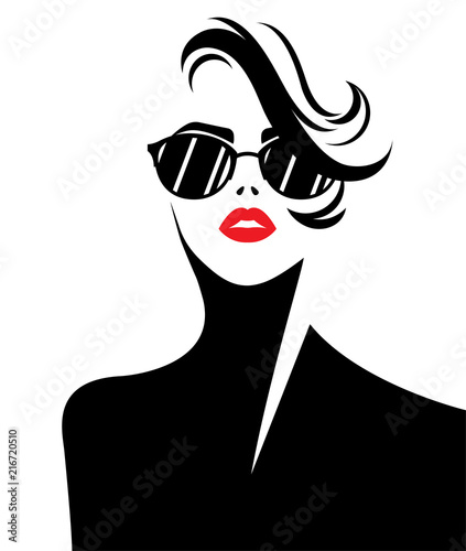 illustration vector of women silhouette black icon on white background