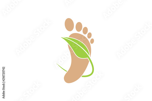 Foot Leaf Logo Design Illustration