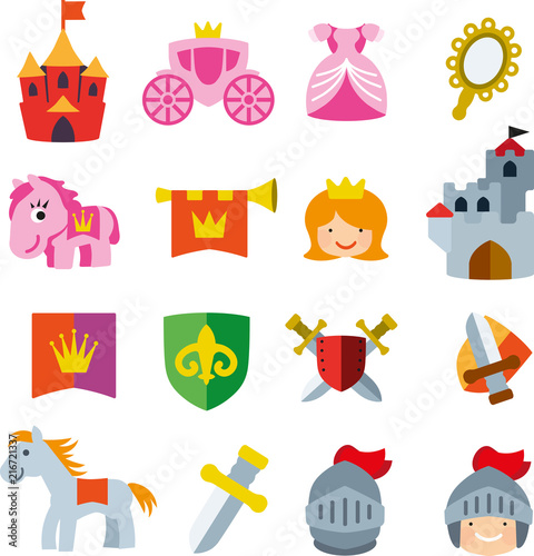 Grafik Vektor Set für Kinder Ritter und Prinzessin