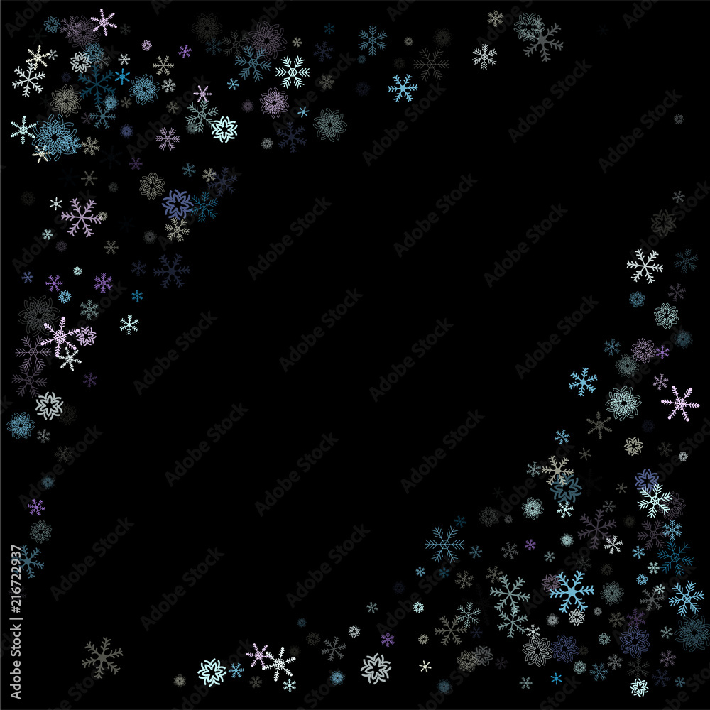Falling down snow confetti, snowflake vector border. Festive winter, Christmas, New Year sale background. Cold weather, winter storm, scatter texture. Hipster snowfall falling snowflakes cool confetti Falling down snow confetti, snowflake vector border. Festive winter, Christmas, New Year sale background. Cold weather, winter storm, scatter texture. Hipster snowfall falling snowflakes cool confetti