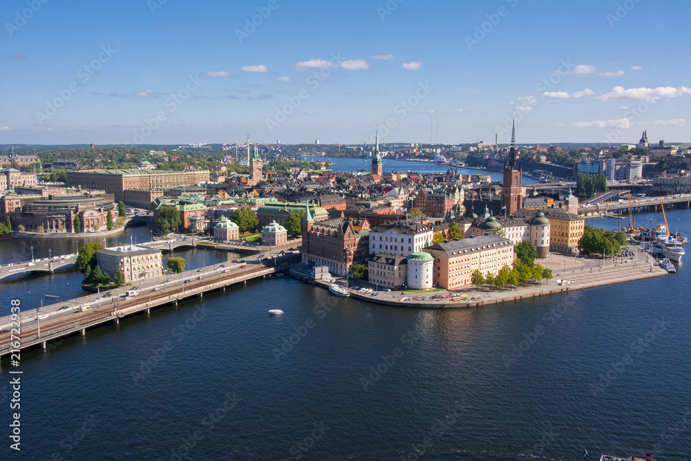 Stockholm old town (Gamla Stan) skyline from City Hall top, Sweden