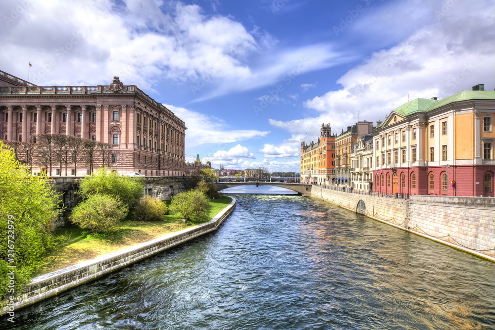 Embankment in the center of Stockholm, Sweden