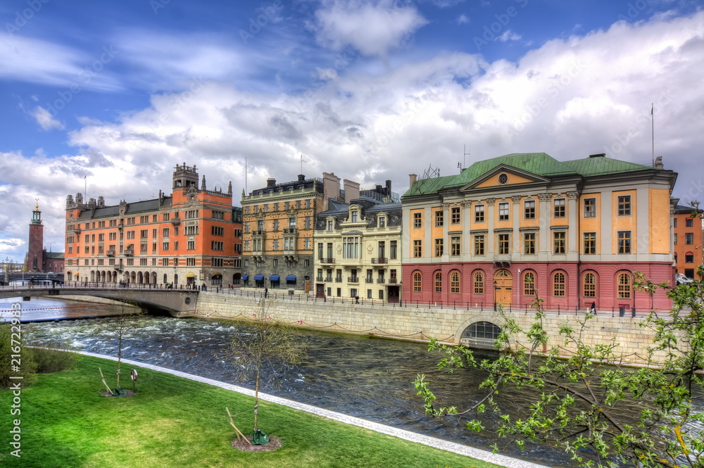 Embankment in the center of Stockholm, Sweden