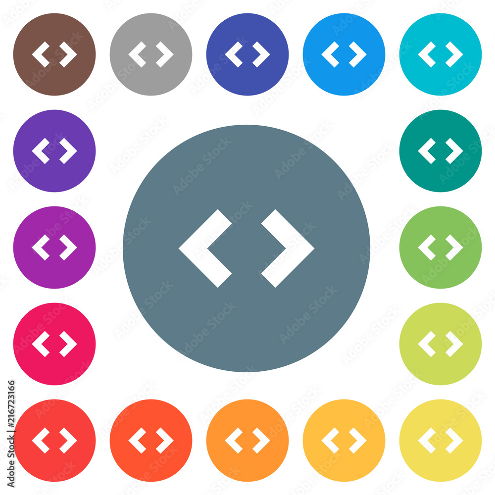 Script code flat white icons on round color backgrounds Script code flat white icons on round color backgrounds