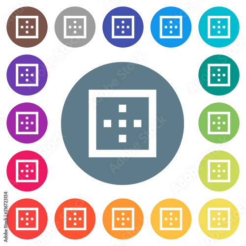 Outer borders flat white icons on round color backgrounds