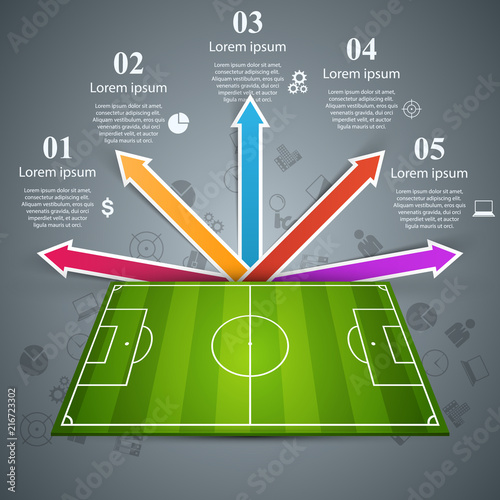 Football, soccer field. Sport game infographic Vector eps 10