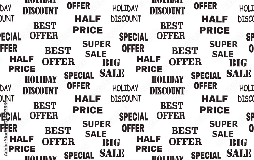 Seamless background with promotional offers, seasonal and holiday sale. Seamless background with promotional offers, seasonal and holiday sale.