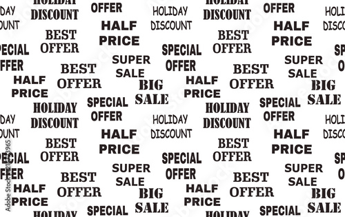 Seamless background with promotional offers, seasonal and holiday sale.