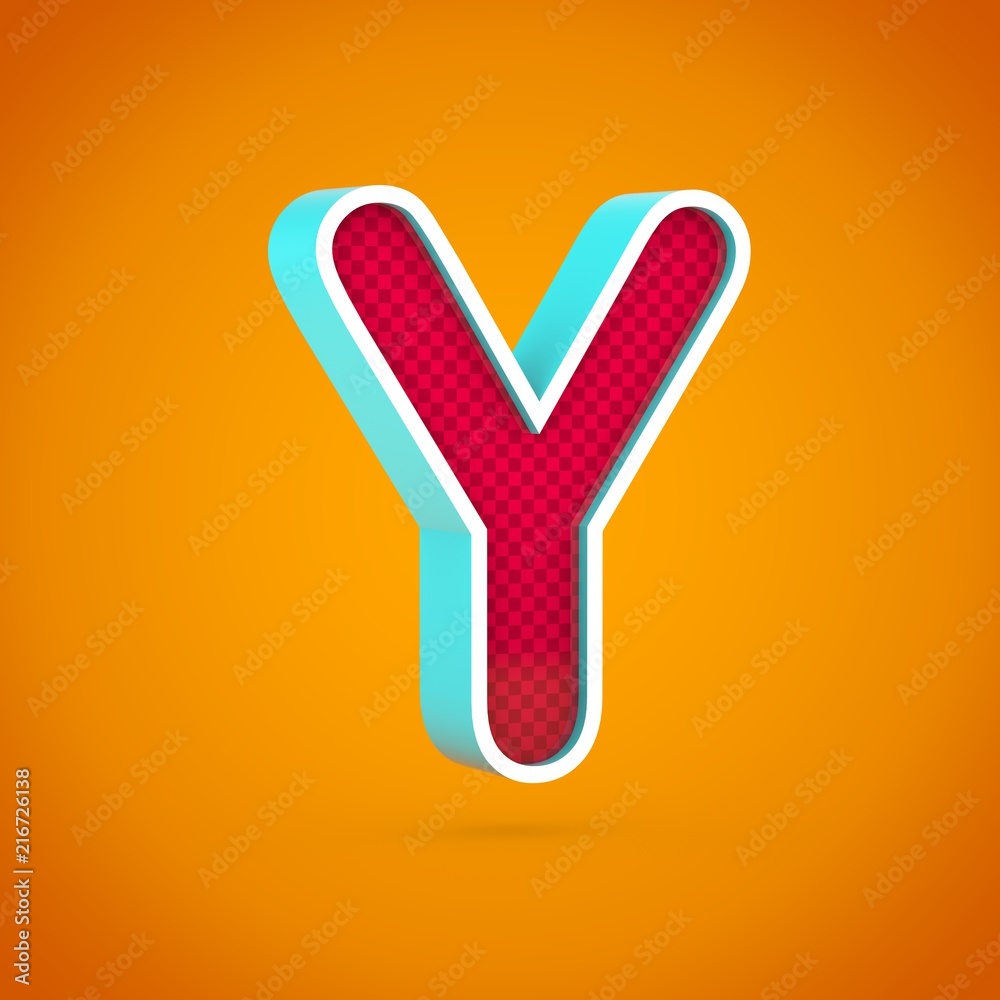 Red letter Y uppercase with carbon fiber texture isolated on hot orange background. Red letter Y uppercase with carbon fiber texture isolated on hot orange background.