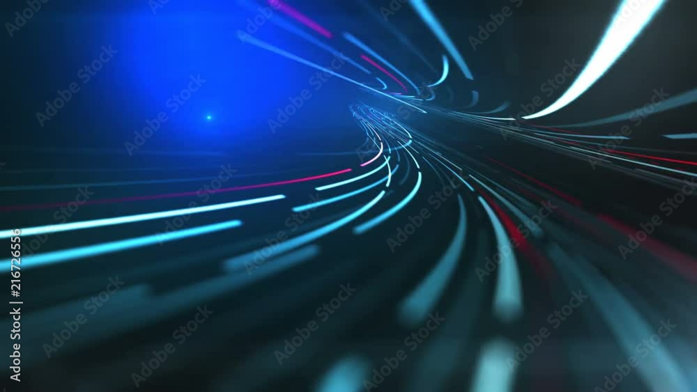 Computer generated digital blue light streaks. Abstract 3d rendering motion background. 4K, Ultra HD resolution.