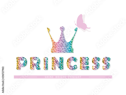 Princess. For birthday, baby shower, clothes and posters design. Vector