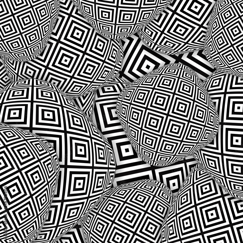 Abstract background with black and white 3d objects. Backdrop with monochrome shapes