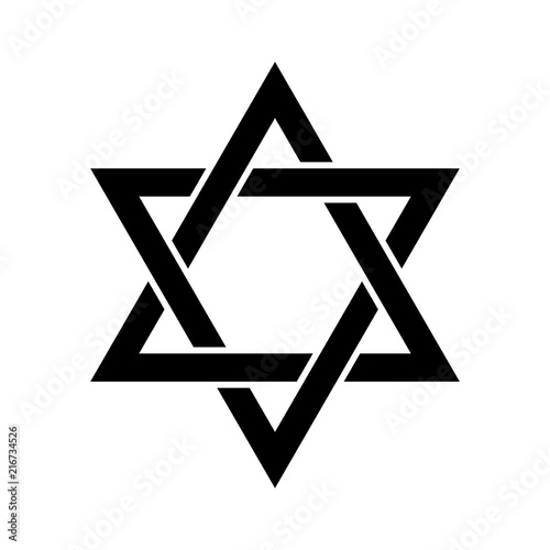Star of David. Hexagram sign. Symbol of Jewish identity and Judaism. Simple flat black illustration.