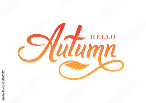 Hello autumn calligraphy lettering.