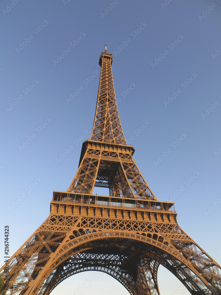 Paris, Ile-de-France / France - Apr 12 2017: Eiffel Tower view.