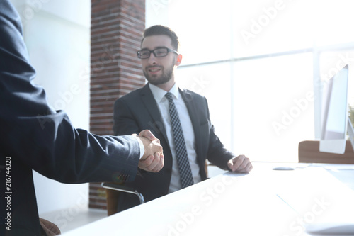 business handshake . photo with copy space.