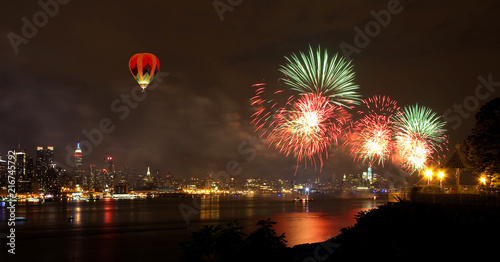 The July 4th firework over Hudson River in New York City photo