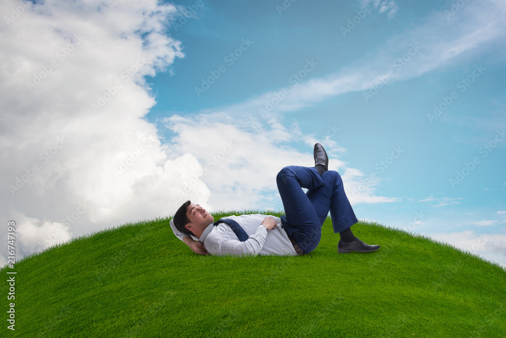 Businessman employee enjoying time off work Businessman employee enjoying time off work