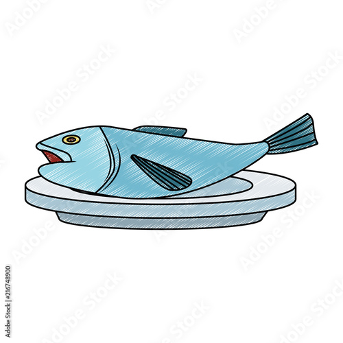 Fish on dish vector illustration graphic design © Jemastock