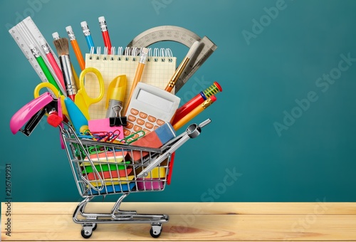 Back to School Supplies in Shopping Cart