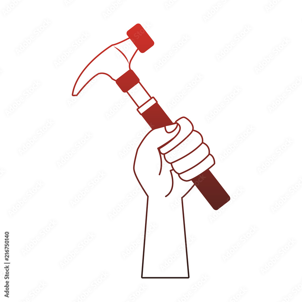 Hand with hammer vector illustration graphic design Hand with hammer vector illustration graphic design