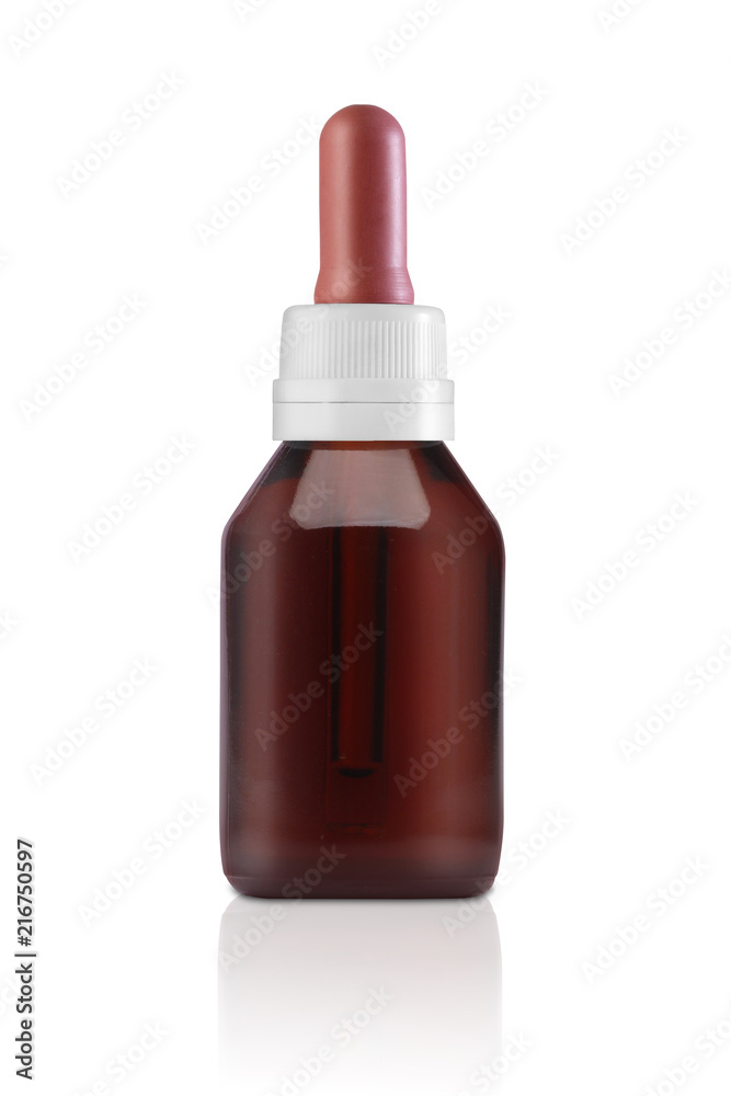 Cosmetic bottle with pipette on white background Cosmetic bottle with pipette on white background