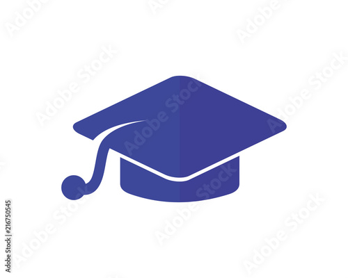 blue graduation cap academy scholar graduate university success image vector icon logo