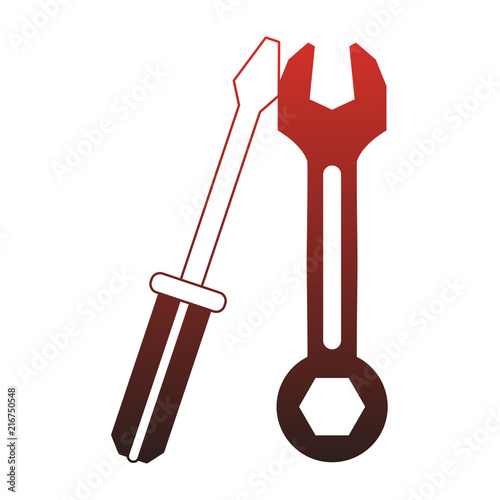 Screwdriver and wrench construction tools vector illustration graphic design