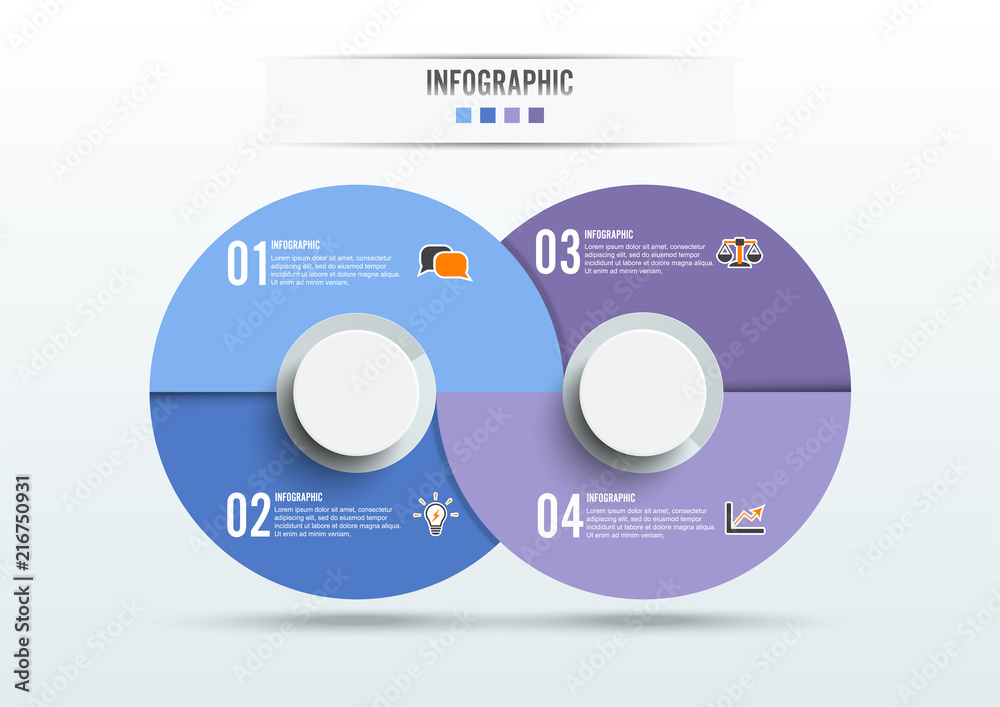 Circle infographic template four option, process or step for business ...