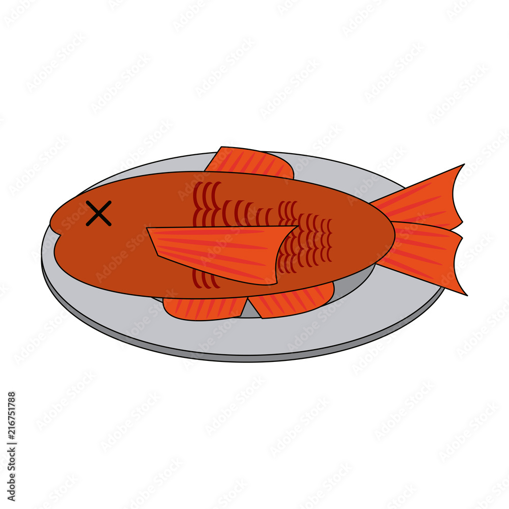 Fish on dish vector illustration graphic design Fish on dish vector illustration graphic design