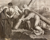 REGGIO EMILIA, ITALY - APRIL 12, 2018: The lithography Jesus meets his Mother (cross way) in church Chiesa di Santo Stefano by Benedetto Eredi (1750 - 1812).