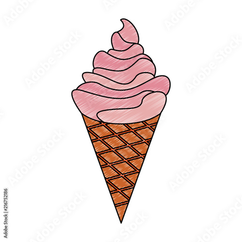 Delicious ice cream cone vector illustration graphic design