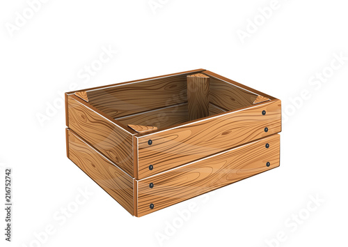 Wooden box isolated on white background. vector illustration