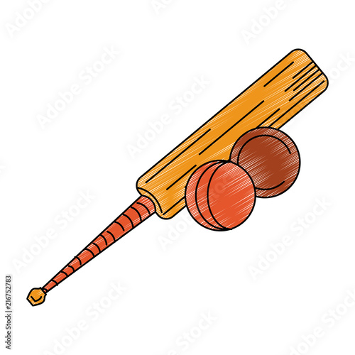 Cricket bat and balls vector illustration graphic design © Jemastock