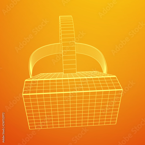 VR Glasses virtual reality helmet headset. Wireframe low poly mesh vector illustration photo