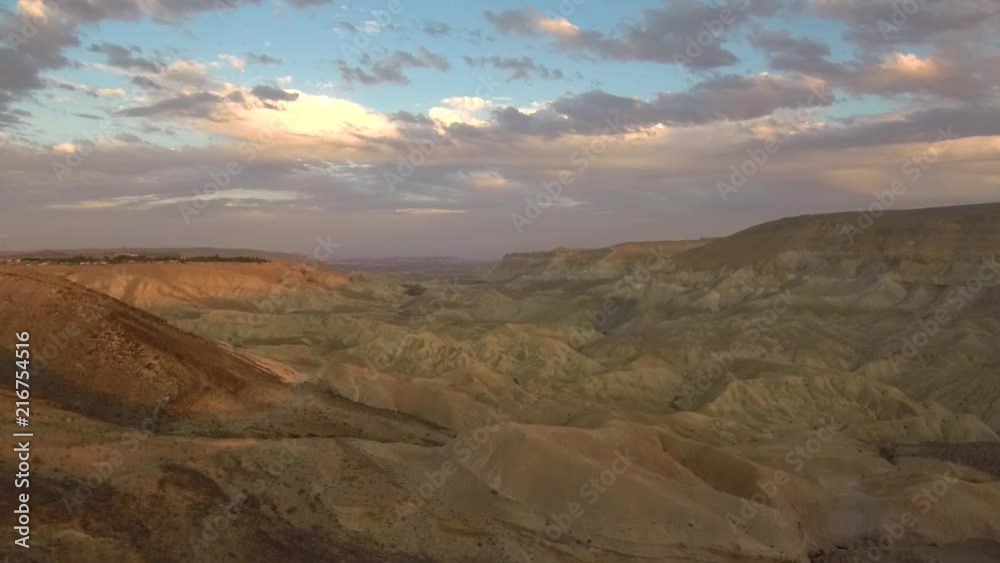 Aerial video of a sunset in a desert. Aerial video of a sunset in a desert.