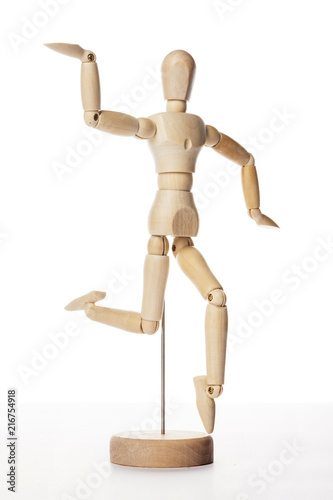 Wooden Dummy human dance isolated white.