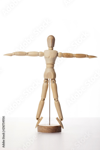Wooden Dummy human dance isolated white.