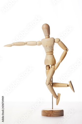 Wooden Dummy human dance isolated white.