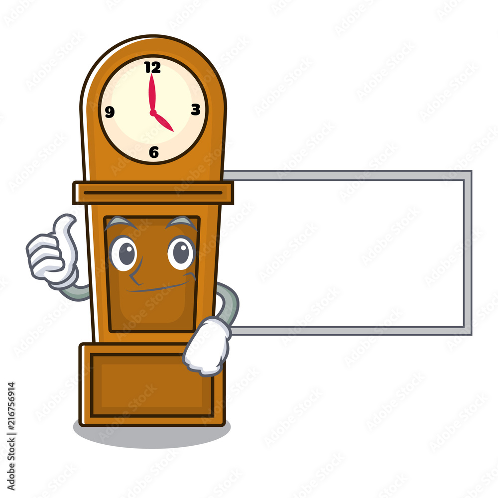 Thumbs up with board grandfather clock character cartoon Stock Vector | Adobe Stock Thumbs up with board grandfather clock character cartoon Stock Vector | Adobe Stock