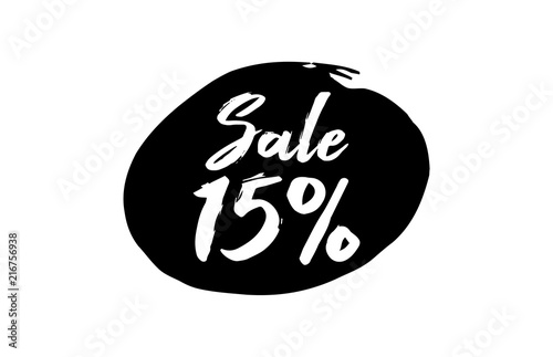 Sale 15 Percent Discount Lettering black Ink background