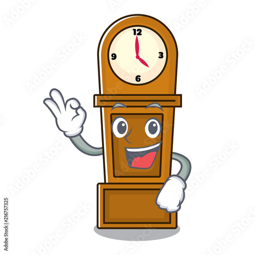Okay grandfather clock character cartoon
