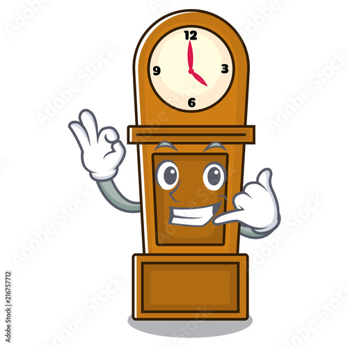 Call me grandfather clock mascot cartoon