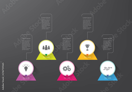 Timeline business infographic template with 5 options or step,can be used for workflow layout on a white background,Vector illustration design,eps10.