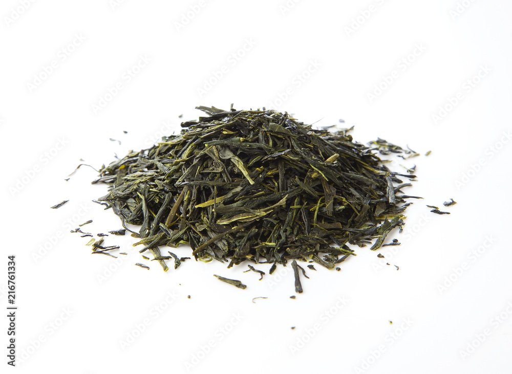 green tea leaves isolated on white background green tea leaves isolated on white background