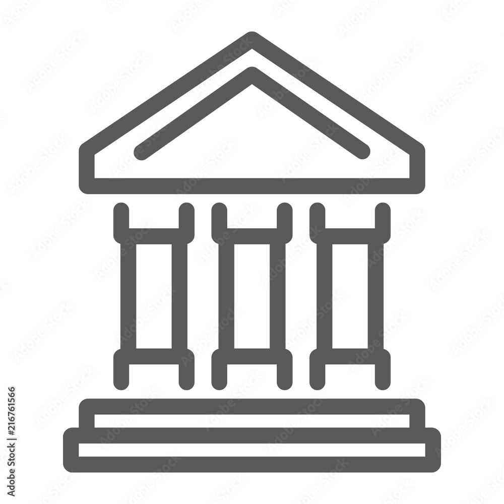 Bank building line icon, finance and banking, bank sign, vector graphics, a linear pattern on a white background, eps 10. Bank building line icon, finance and banking, bank sign, vector graphics, a linear pattern on a white background, eps 10.
